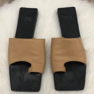 Zara Tan Toe Slide Sandals